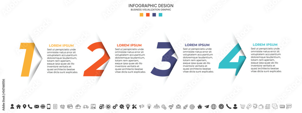 Fototapete steps business data visualization timeline process infographic template design with icons