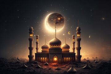 ramadan background 3d rendering. Generative Ai - obrazy, fototapety, plakaty