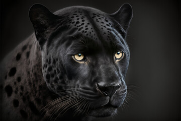 Black panther, beautiful big cat, wildlife animal isolated on dark background
