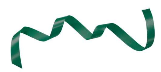 green color ribbon on transparent background, PNG ribbon elements