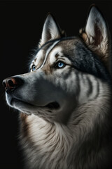 Fototapeta premium Huge siberian husky dog portrait AI Generative