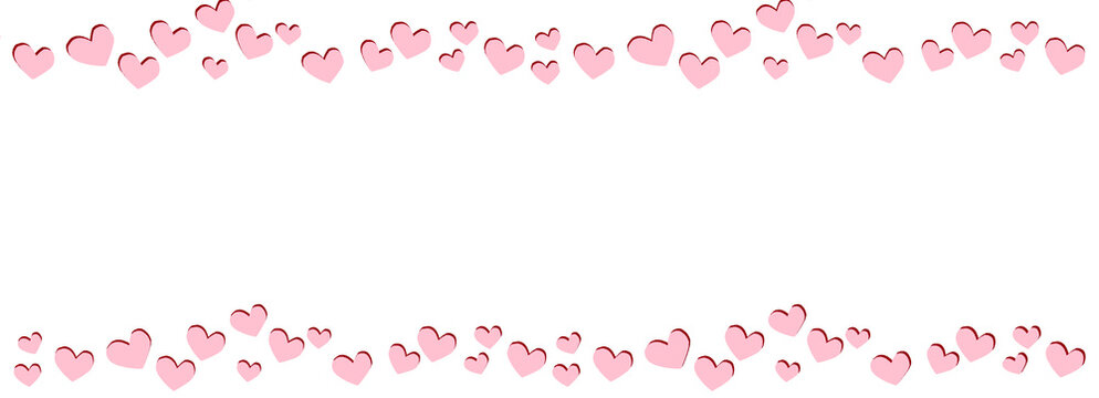 little pink paper hearts on transparent background, PNG image valentine concept