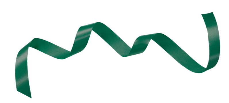 green color ribbon on transparent background, PNG ribbon elements