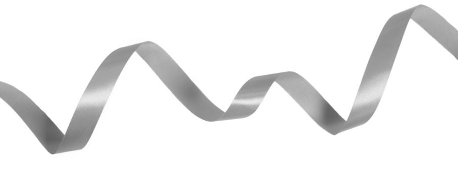 silver ribbon on transparent background, PNG image. ribbon elements