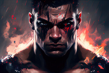 ai generated 3d render of a close up portrait of a evil super villain monster