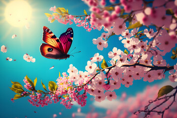 Obraz na płótnie Canvas butterflies and flowers