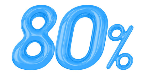 Percent 80 Blue Number 3D 