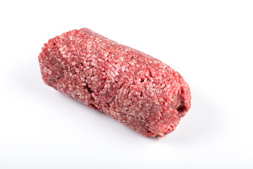 Raw beef minced meat with white background. Beef raw minced meat.
