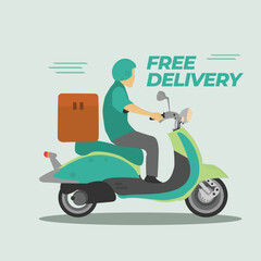 Green Free Delivery With Scooter
