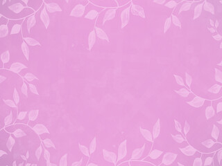 Fototapeta na wymiar Pink poster with leaves border and place for text. Valentine's Day background. 