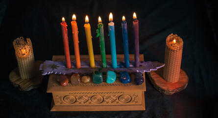 Magic rite for attracting love, changing fate , illustration for attraction destiny, occultism concept