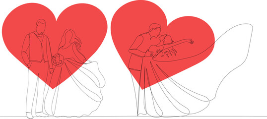 sketch of bride and groom isolated vector
