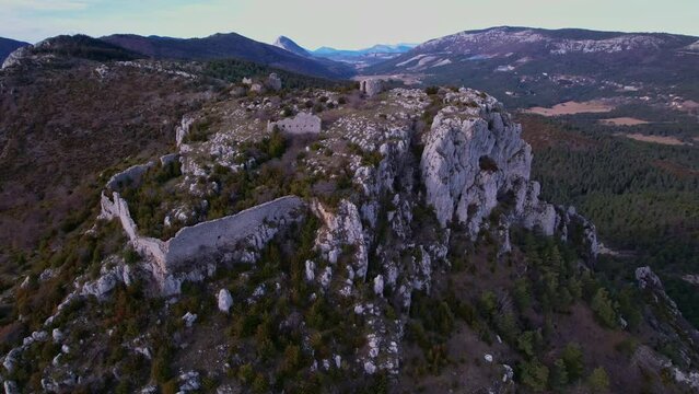 Castellaras de Thorenc filmed from a drone in the French Alps