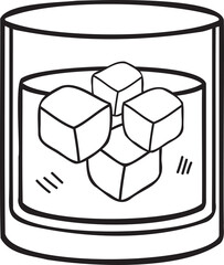 Hand Drawn glass of whiskey illustration in doodle style