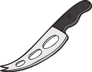 Hand Drawn cheese knife illustration in doodle style