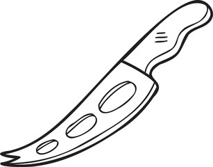 Hand Drawn cheese knife illustration in doodle style