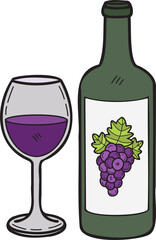 Hand Drawn grape wine illustration in doodle style