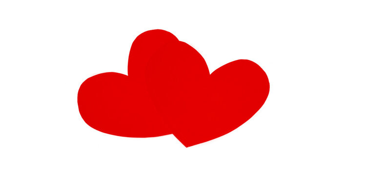 Red heart made with paper isolated on transparent background. PNG image