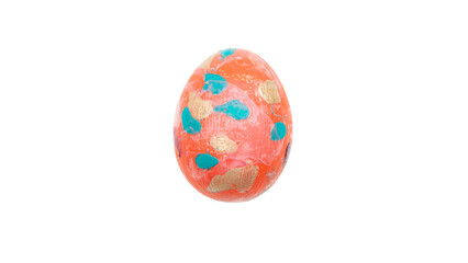  Composition de Pâques avec un œuf de poules colorés sur un fond transparent. Concept de fêtes de Pâques. 