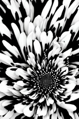 Beautiful red Genius flower in black and white background - generative ai