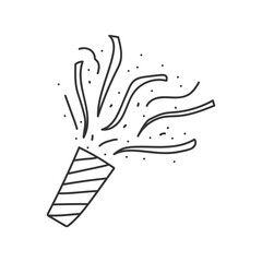  popper confetti. confetti isolated, explosion, fireworks, holiday. vector drawing. hand drawn style. Doodle style