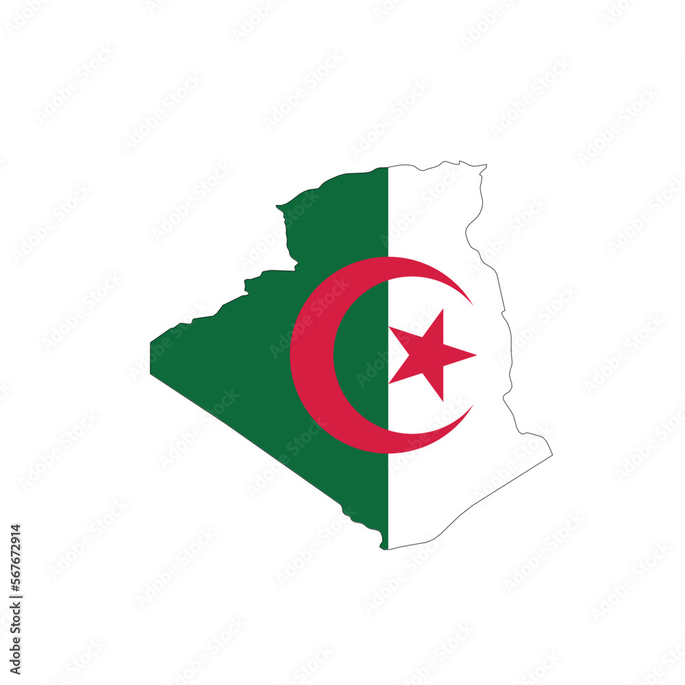 Canvas Prints algeria national flag in a shape of country map - Canvas Prints