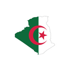 Algeria national flag in a shape of country map