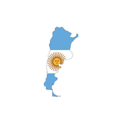 Argentina national flag in a shape of country map