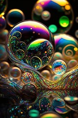 a sea of shimmering  glass marbles rolling and tumbling in an endless Generative AI