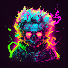 abstract hypno Cute Halloween Zombie cyberpunk neon, artificial intelligence