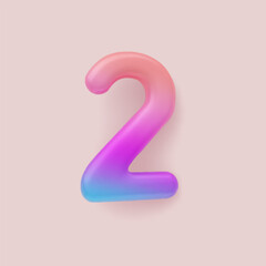 3D Colorful Gradient number 2 on a light background
