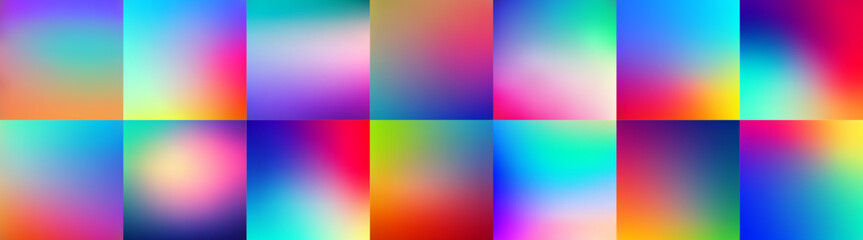 Gradient blur vector background bundle set, Pack of colorful smooth rainbow texture
