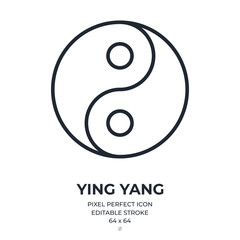Ying yang editable stroke outline icon isolated on white background flat vector illustration. Pixel perfect. 64 x 64. - obrazy, fototapety, plakaty