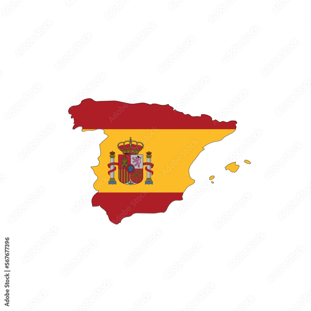 Wall mural spain national flag in a shape of country map - Wall murals