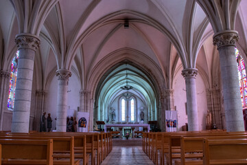 Obraz premium Biville. Intérieur de l'église Saint-Pierre. Manche. Normandie