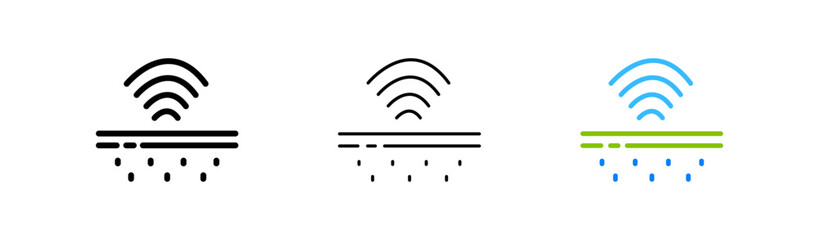 Skin care set icon. Dermatology, collagen, hydration, moisturizing, korean cosmetics, protection, ultrasonic cleaning, water drops. Cosmetology concept. Vector icon in line, black and colorful style