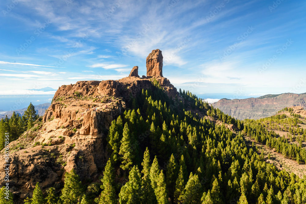 Wall mural view of roque nublo mountain at roque nublo rural park, gran canary, canary islands, spain