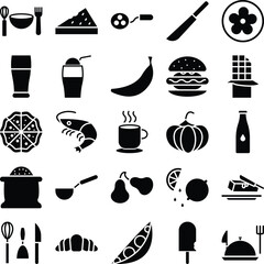 Vegetables and fruits icons set, Vegetables icons pack, fruits vector icons set, food and drink icons set, Vegetables icons collection, Food icons pack, Vegetables and fruits glyph icons set