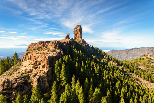 Roque Nublo volcanic landscape view at Nublo Rural Park, Gran Canaria, Canary Islands, Spain