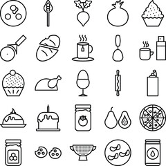Vegetables and fruits icons set, Vegetables icons pack, fruits vector icons set, food and drink icons set, Vegetables icons collection, Food icons pack, Vegetables and fruits outline icons set