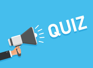 Megaphone with quiz speech bubble icon in flat style. Questionnaire.vector illustration on isolated background. Exam interview sign business concept.
