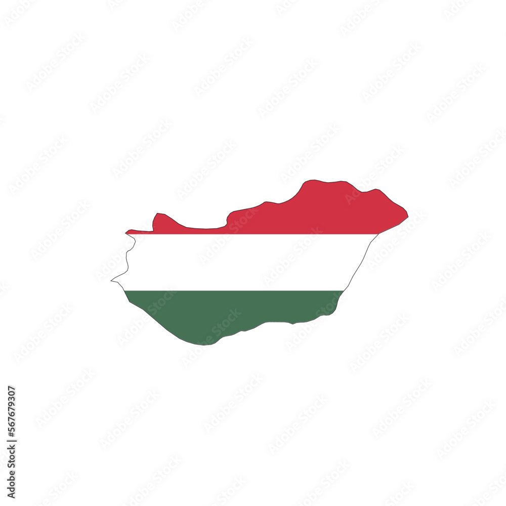Wall mural hungary national flag in a shape of country map - Wall murals