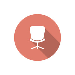 Desk chair, flat style icons in circles with long shadows vector illustration