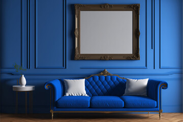 Frame mockup in modern classic living room interior background, 3D render, Generative AI