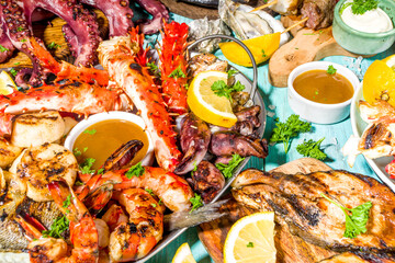 BBQ grilled fish and seafood