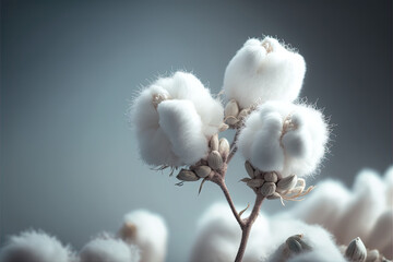 Soft cotton flowers background, white, Generative AI