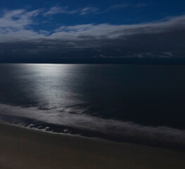Atlantic ocean reflecting the moon at Myrtle Beach