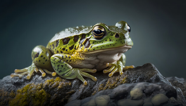 Frog sitting on rock and has been in rain amazing animal photography in nature