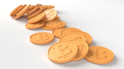 Bitcoin BTC coins heap. Blockchain technology