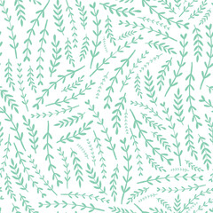 floral seamless pattern with small tiny branches on white background. Good for spring textile patterns, bedding, scrapbooking, stationary, wallpaper, wrapping paper and packaging. EPS 10
